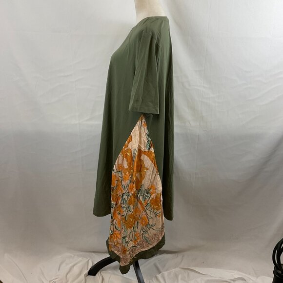 Tiny for Saturday/Sunday T-Shirt Dress XL Green Contrast Handkerchief Trim - Picture 6 of 12
